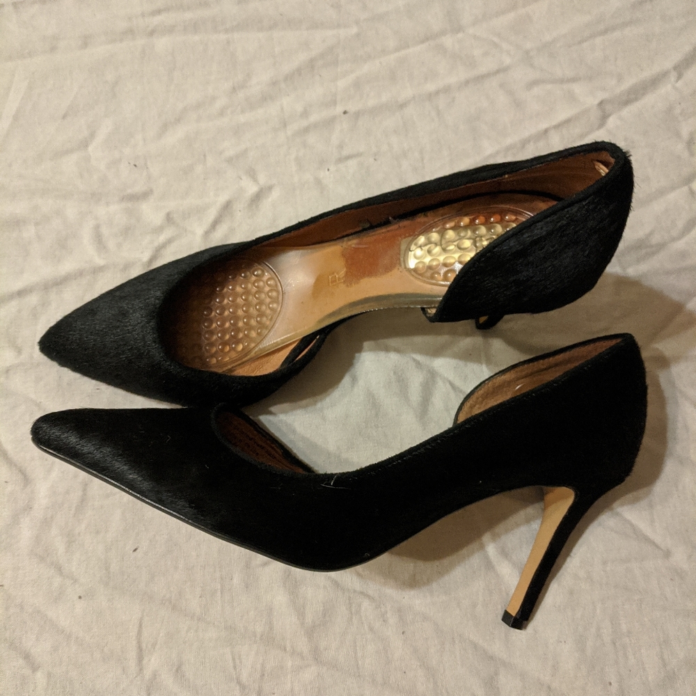 Halogen black calf hair d'orsay pumps 6.5M